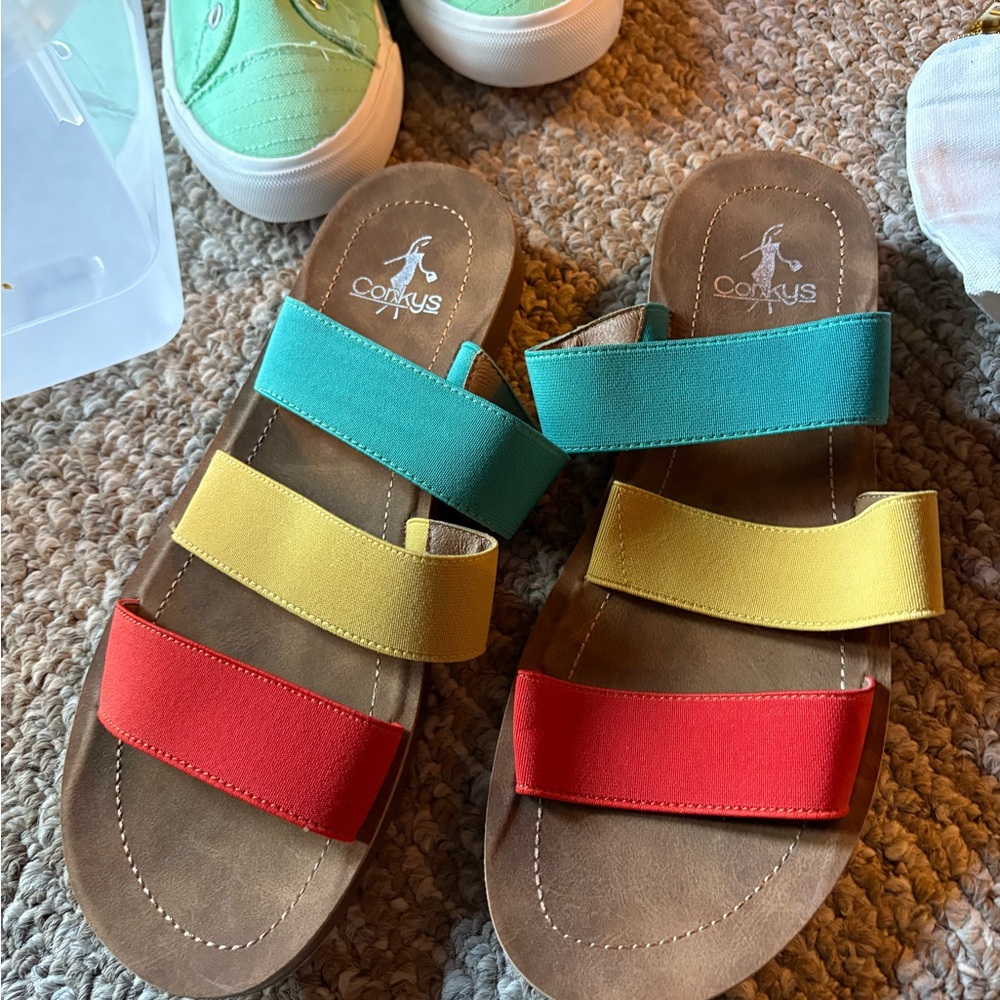 Corkys Multicolor Strap Sandals